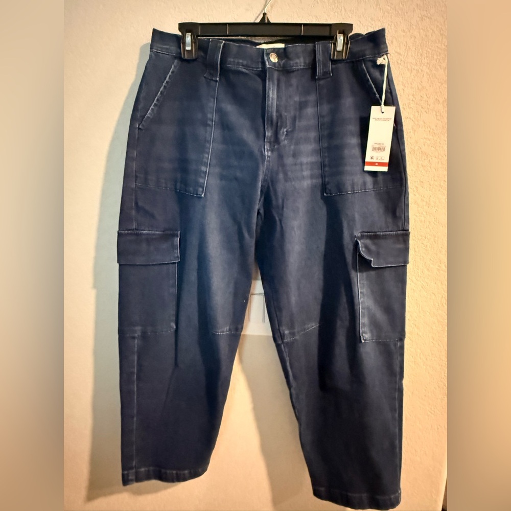 Sofia by Sofia Vergara Dark Wash Barrel Cargo Jeans - Picture 4 of 7